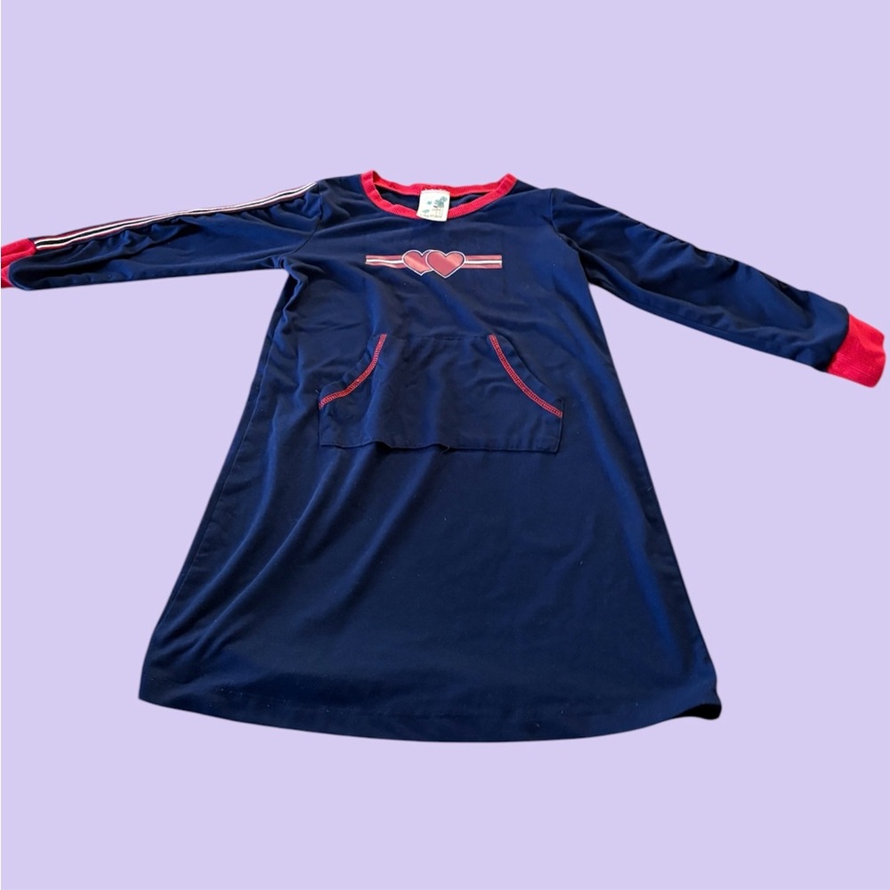 Kids size 6 Navy Blue Dress, Red Accents and pockets!